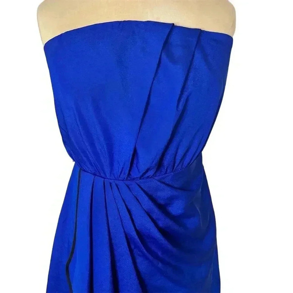 Express Women's Strapless Faux Wrap Dress Size 8 Royal Blue Formal Elegant - Picture 11 of 11